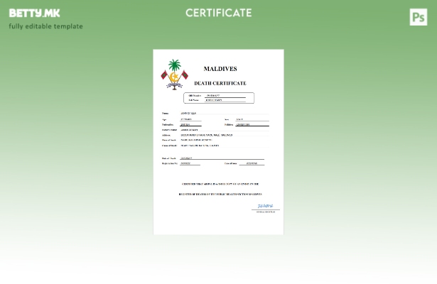 Модерен стил на Малдиви, витален рекорд за смртен шаблон Word и PDF шаблон